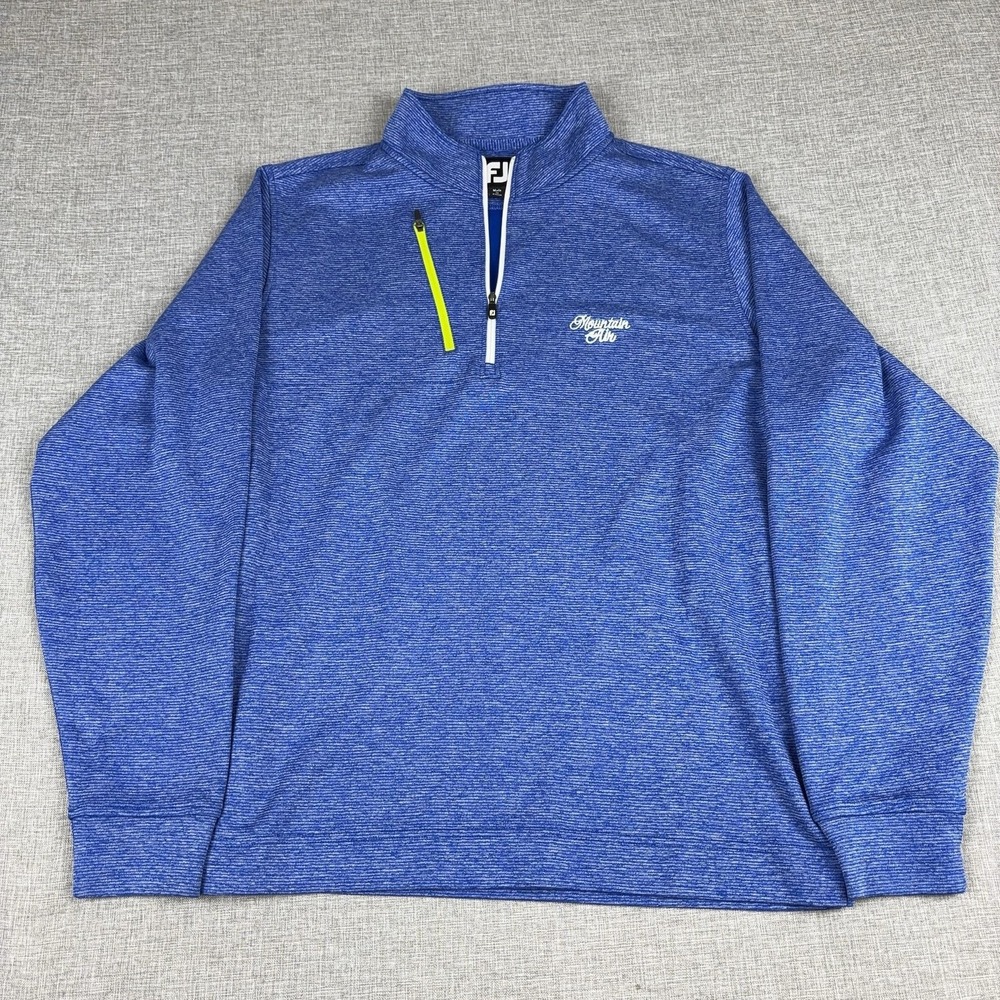 FootJoy Pullover Mens Large Blue 1/4 Zip Long Sleeve Golf Mountain Air Logo